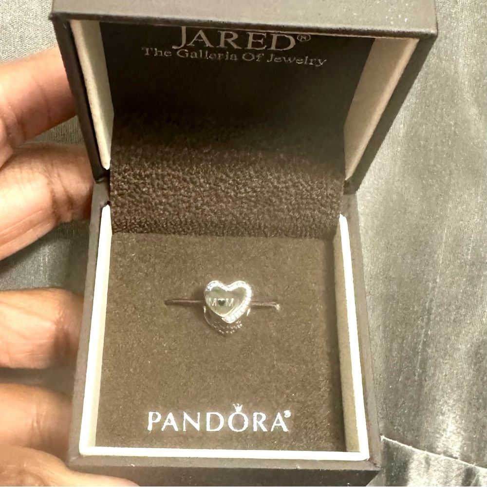 PANDORA Silver Heart MOM Charm with Cubic Zirconia from Jared The Galleria